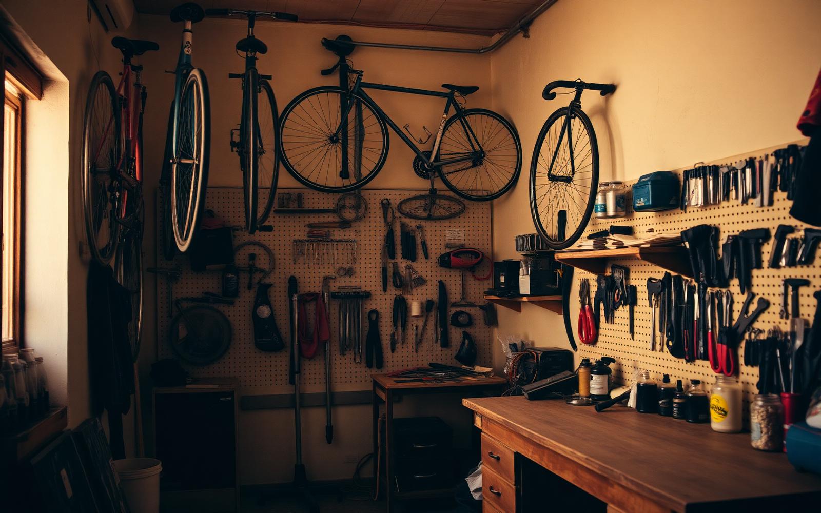 Bicycles hanging inside The Bike Kitchen Beirut workshop
